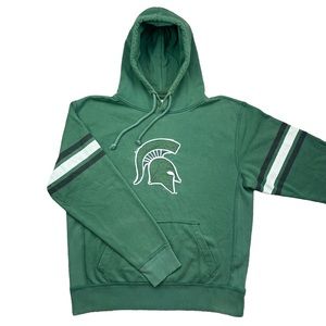 Michigan State University Spartans Retro Style Logo Green Hoodie Sweatshirt XL